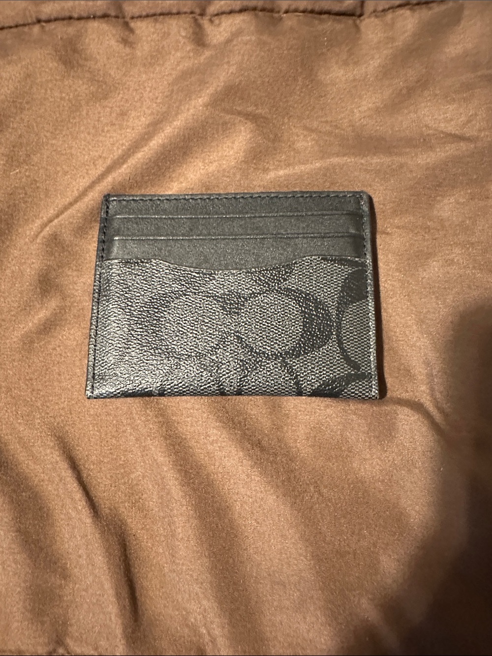 Coach card case black with signature design